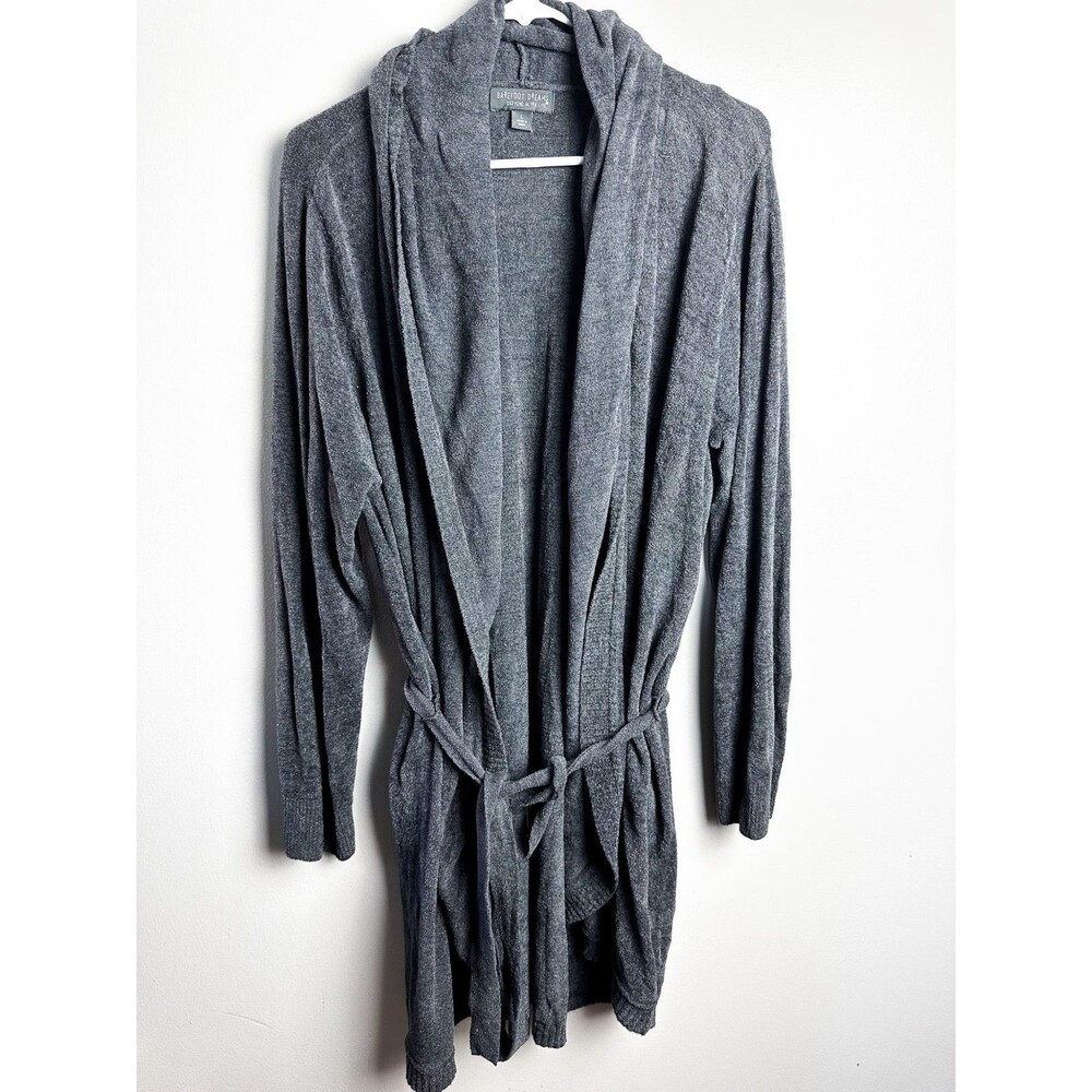 Barefoot Dreams Cozychic Ultra Lite Tie Waist Cardigan Womens Gray Large